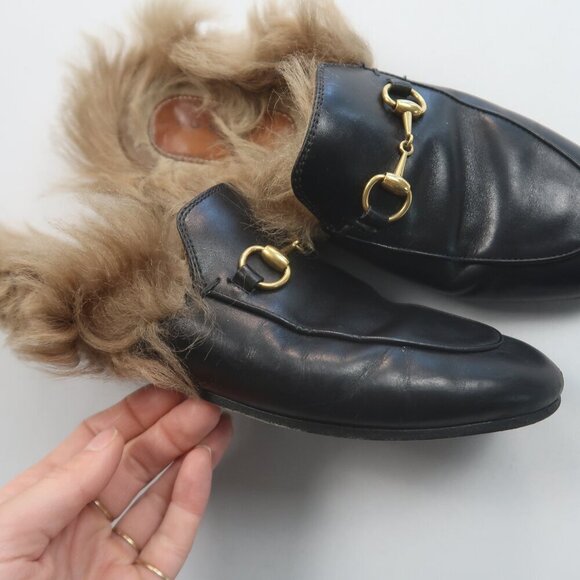 Gucci Princetown Horsebit Fur Mules Flats Size 36 / 6 - Picture 5 of 13